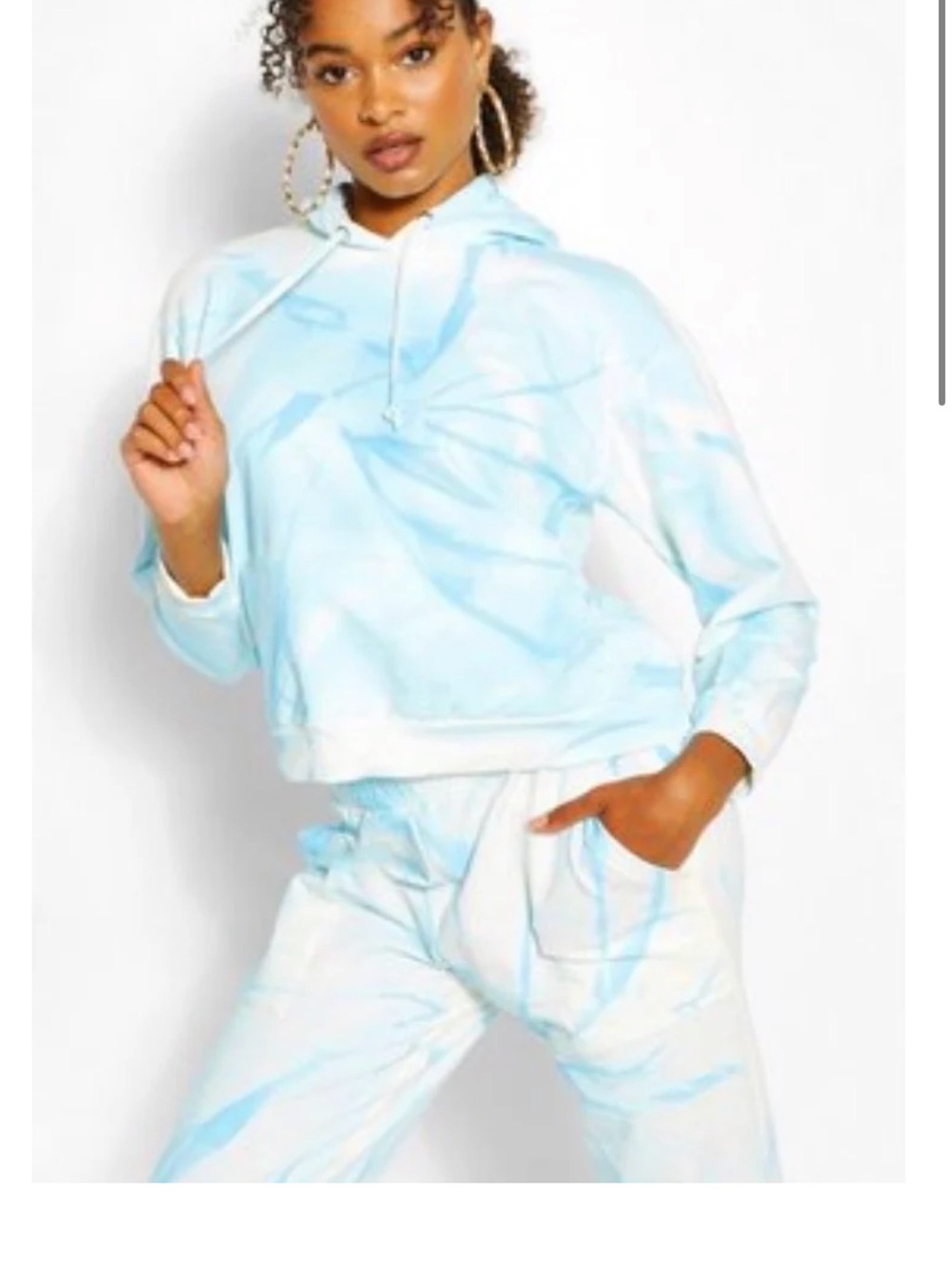 Women's Light Blue Tie-Dye Hoodie and Jogger Set